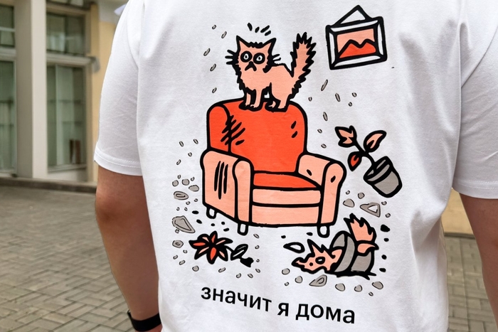 «Я дерусь с котом — значит я дома». Лимитированный мерч для компании ПИК