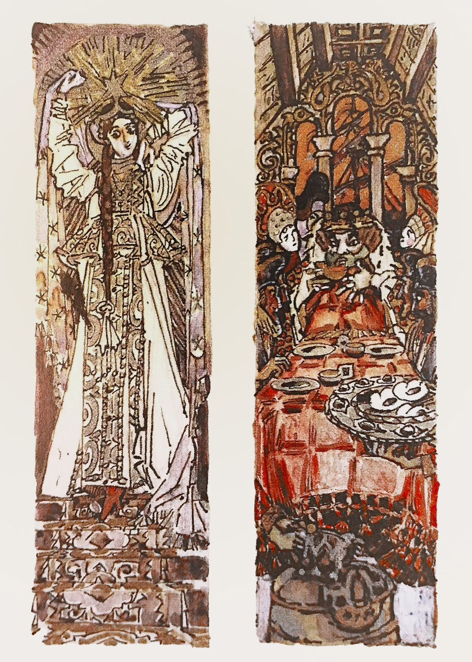 Ил. 22. Пир царя Салтана. 1899–1901. Государственная Третьяковская галерея // Ил. 23. Царевна-Лебедь. 1899–1901. Государственная Третьяковская галерея