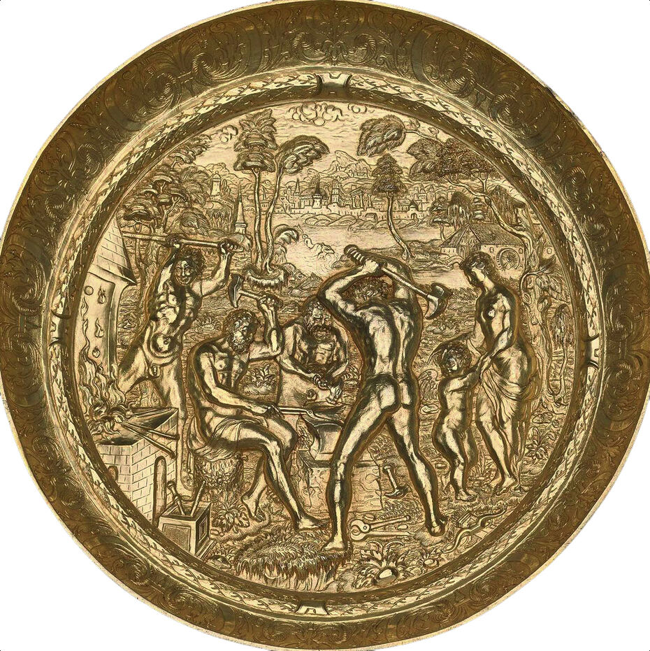 Ил. 11. Саломон Шпитцмахер. Тацца «Кузница Вулкана». 1566–1611. Серебро. В 12,5 см, д 20 см. Британский музей, Лондон