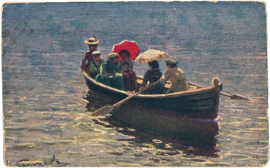 Ил. 8. Николай Сергеев. На озере. Не позднее 1904. Холст, масло. Сергей Прокудин-Горский. Почтовая карточка издания Общины св. Евгении. Первая публикация. Из собрания Н. А. Станулевич