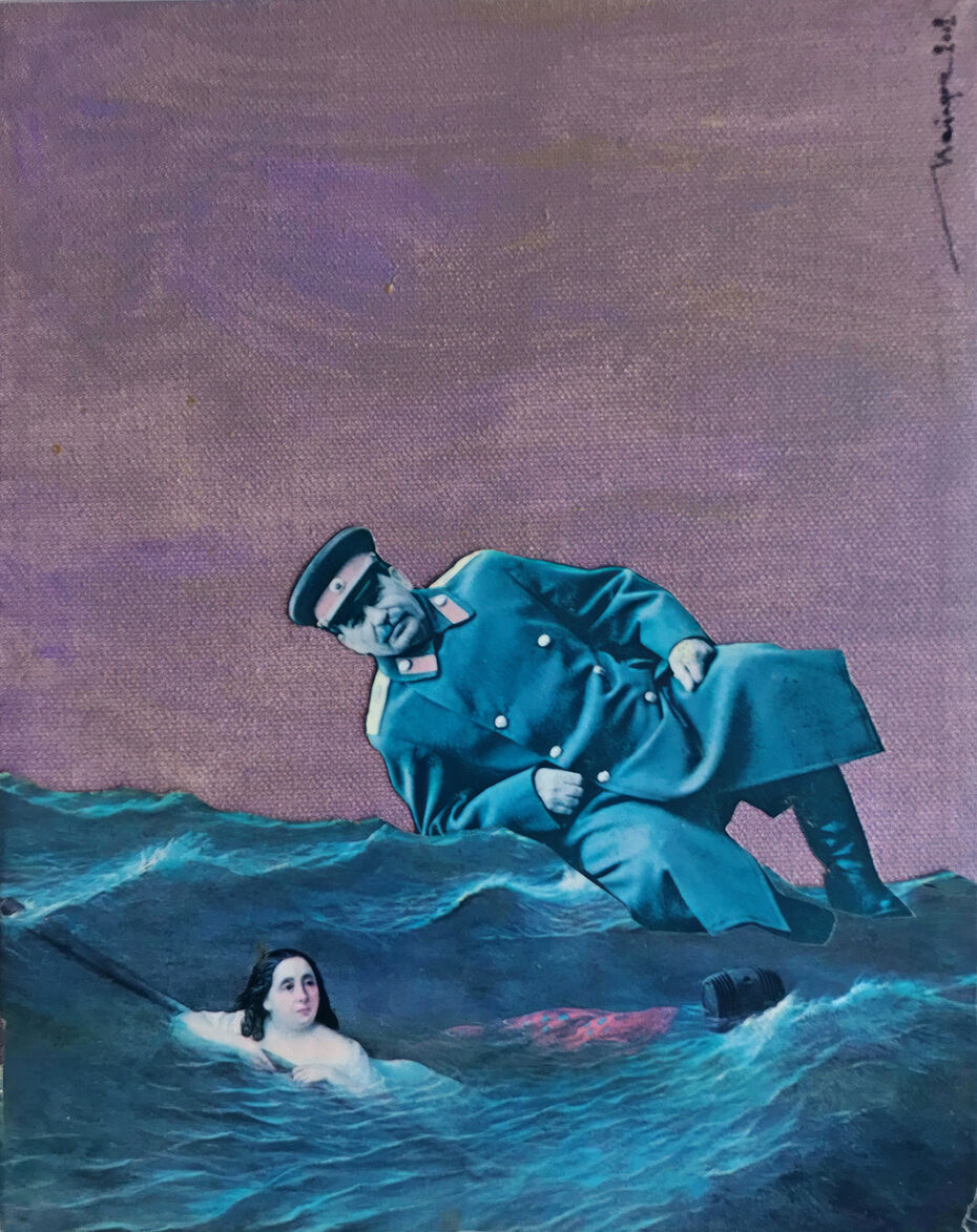 Ил. 20. Михаил Майофис. Сталин в аду. 2002. Коллаж. Бумага, холст, акрил. 30 × 24. Собрание Г. М. Майофиса © Г. Майофис