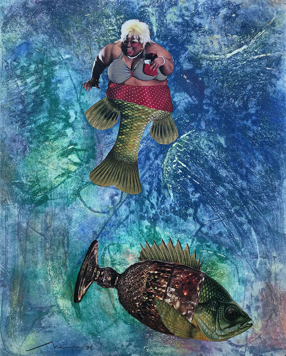 Ил. 25. Михаил Майофис. Русалка. 1998. Коллаж. Бумага, холст, акрил. 50 × 38. Собрание Г. М. Майофиса  © Г. Майофис