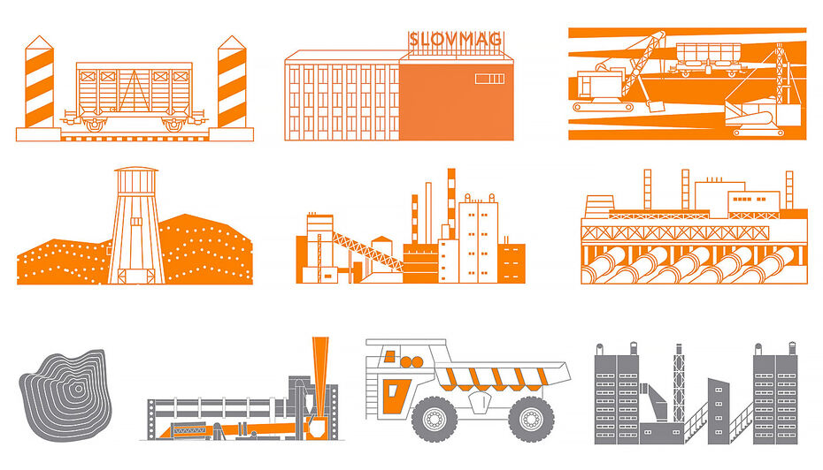 Иллюстративный стиль к юбилею компании Магнезит